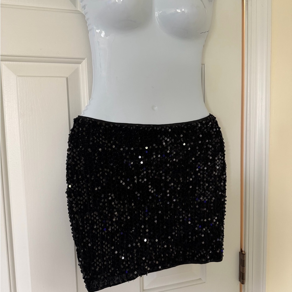 Black Sequin Mini Skirt | Size M (EU 38 / US 6) | Party Holiday Clubwear